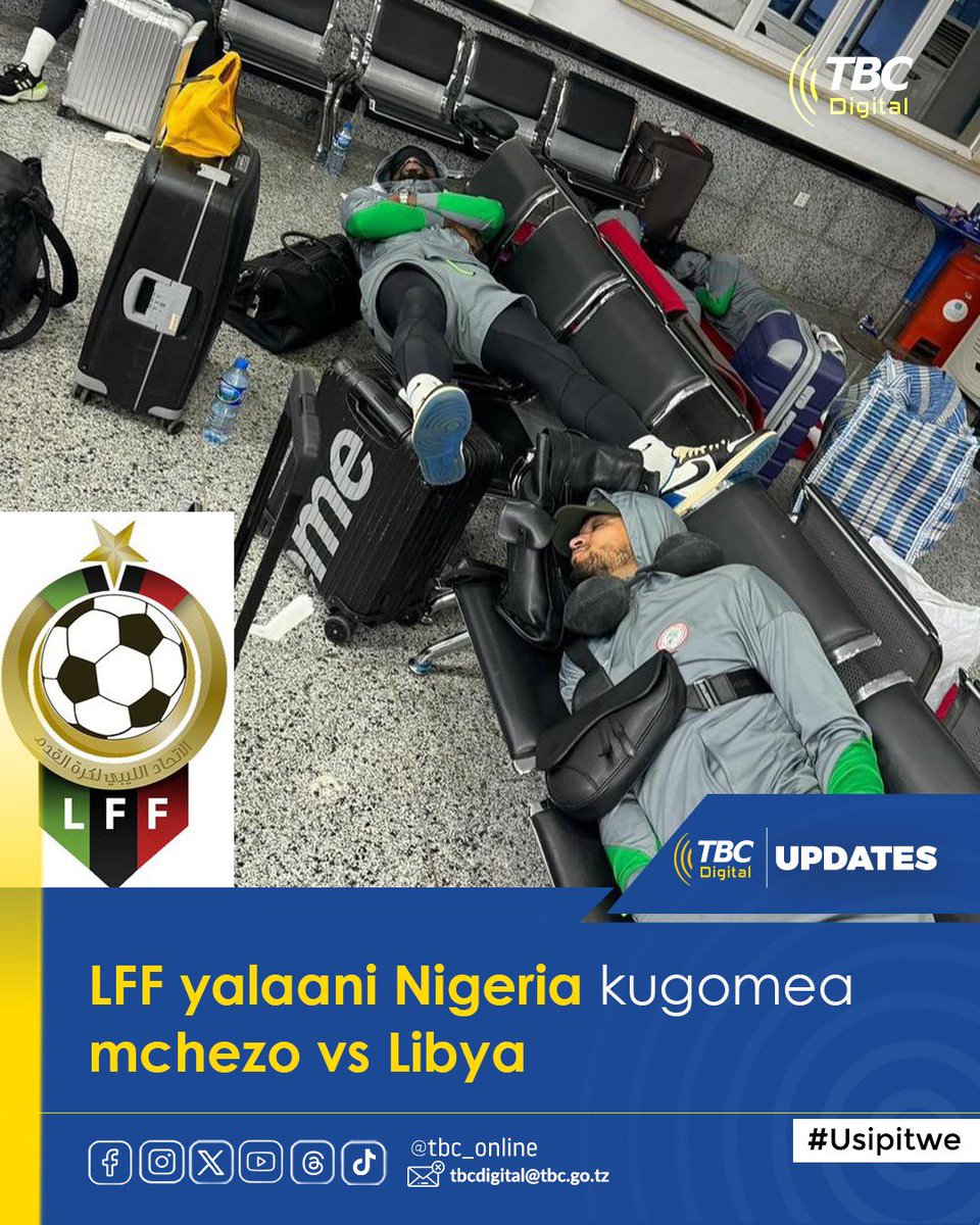 TBConlineTZ's tweet photo. Shirikisho la Soka la Libya (LFF) limekosoa kitendo cha Nigeria kugomea mchezo dhidi ya timu ya soka ya Taifa hilo katika kuwania kufuzu AFCON 2025 uliopangwa kuchezwa Jijini Benghazi jana Oktoba 15, 2024
#tbconline #TBCUpdate #tbcdigital https://t.co/sl2aOhmMgm