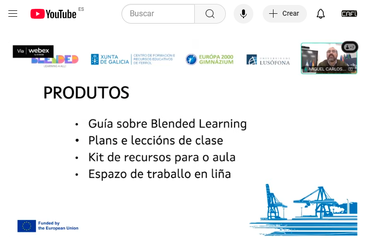 CAFIgalicia's tweet photo. Miguel de Castro presenta o proxecto BLENDED LEARNING 4 ALL do @CfrFerrol que ten entre os seus obxectivos combinar o ensino presencial e en liña.
Cc/ @sepiegob #ErasmusDays #ErasmusDaysGalicia #RedeDeFormacion https://t.co/6vOJ3rl2uR