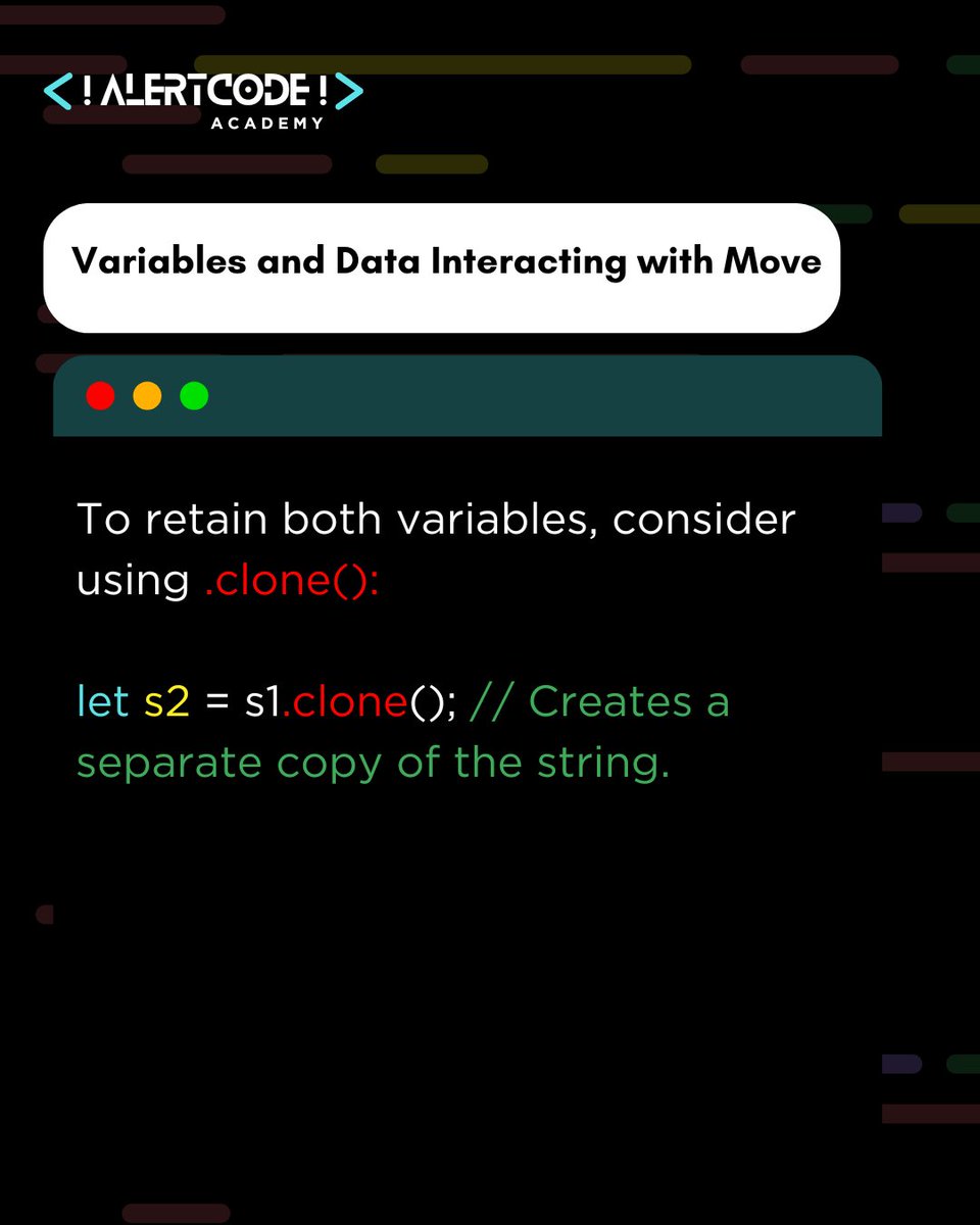 Riseque0112tech's tweet photo. @BatukSharma_ @Alertcode_ 7. Best Practices: We discussed using `.clone()` when necessary to retain both variables, ensuring valuable data is not lost.
#RustOwnership #MemoryManagement #StackVsHeap #ProgrammingJourney #RustLearning #solana #solanadevelopment #web3 #learning #blockchain #decentralization https://t.co/h2gkklaaSk