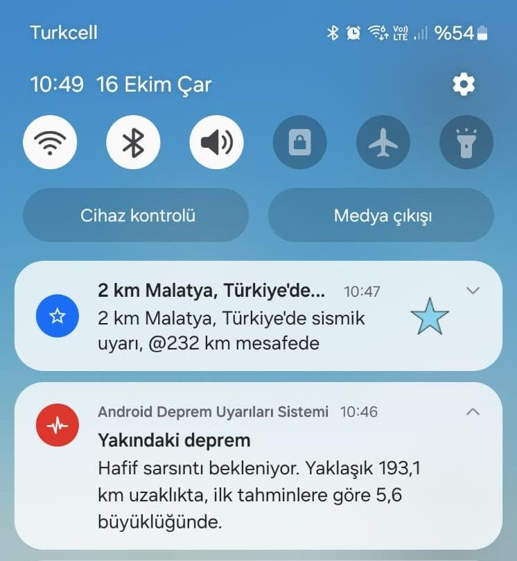 webtekno's tweet photo. Android Deprem Uyarı Sistemi, 5,9’luk Malatya depremini yaklaşık 10-20 saniye önceden bildirdi. https://t.co/LgmMb7mwhP