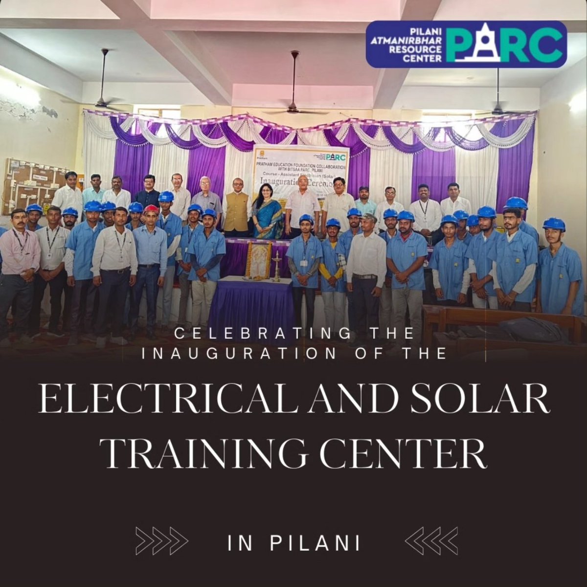 PARCpilani's tweet photo. Excited to announce the inauguration of electrical and solar training centre by PARC BITS Pilani in collaboration with Pratham Education Foundation.✨✨

#bitspilani #bitsalumni #parc #TrendingNow #ngon #bits #EVENT https://t.co/HSwxwq6dKB
