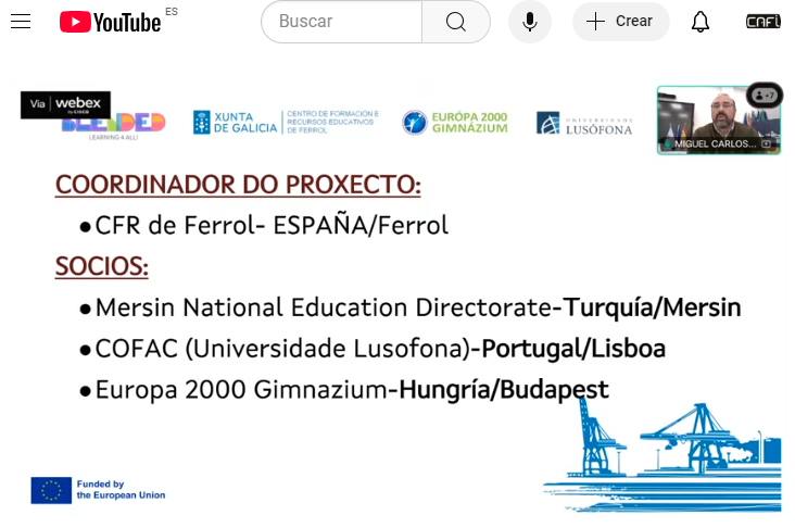 CAFIgalicia's tweet photo. Miguel de Castro presenta o proxecto BLENDED LEARNING 4 ALL do @CfrFerrol que ten entre os seus obxectivos combinar o ensino presencial e en liña.
Cc/ @sepiegob #ErasmusDays #ErasmusDaysGalicia #RedeDeFormacion https://t.co/6vOJ3rl2uR