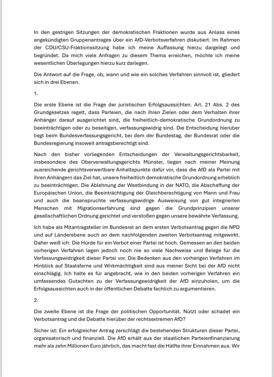 TR_Bremen's tweet photo. In den letzten Tagen und Stunden wurde ich zu einem Verbotsverfahren gegen die AfD um Stellungnahme gebeten. Ich habe meinen Wortbeitrag  in der gestrigen Fraktionssitzung dazu nachträglich verschriftlicht. ⬇️ https://t.co/cVgPzQ2bBy