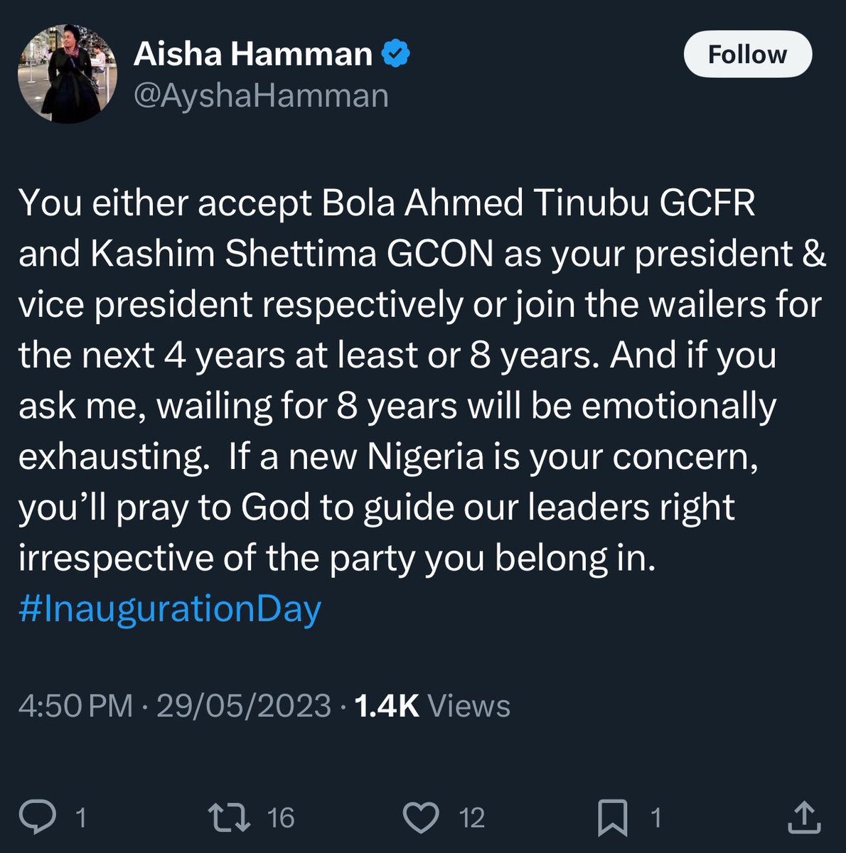 ifesalakooffice's tweet photo. I’ve been seeing this post and I have a slightly different opinion.

As much as I know Tinubu’s support in 2023 came largely from tribal and religious sentiments, I am more appreciative of people like this who are not crying in silence and still acting as though everything is normal.

Lots of them genuinely bought Tinubu’s media propaganda of the builder of Lagos when in fact he never did anything tangible in Lagos. Not even a pedestrian bridge for 8 years.

So, it is good that they are realizing their mistakes and won’t repeat such in 2027. 

Hopefully!

Ire o✌🏽