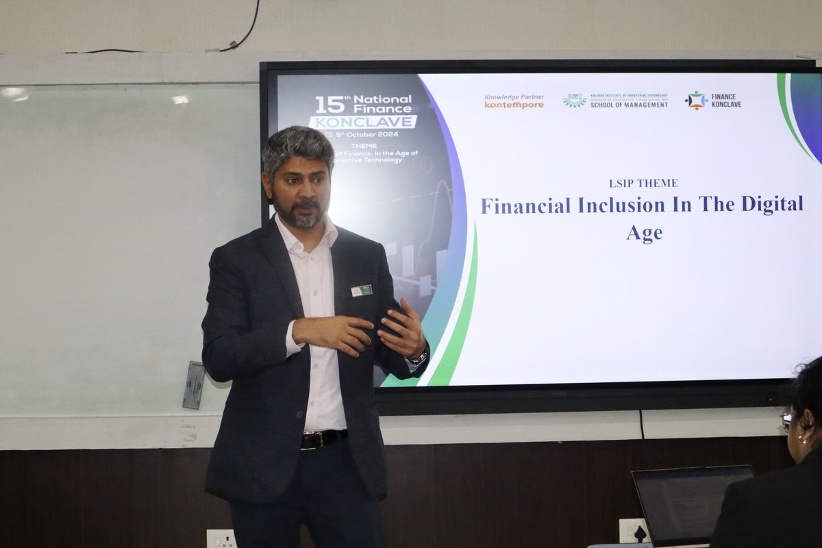 ksombbsr's tweet photo. Mr. Shriram Ramanathan, CIO, HSBC MF, led an engaging session under the aegis of Large Scale Interactive Process (LSIP) session on “Financial Inclusion in the Digital Age” during the 15th National Finance Konclave.

#ksombbsr #finance #konclave #kiit #MBA https://t.co/HxJafaX3pB