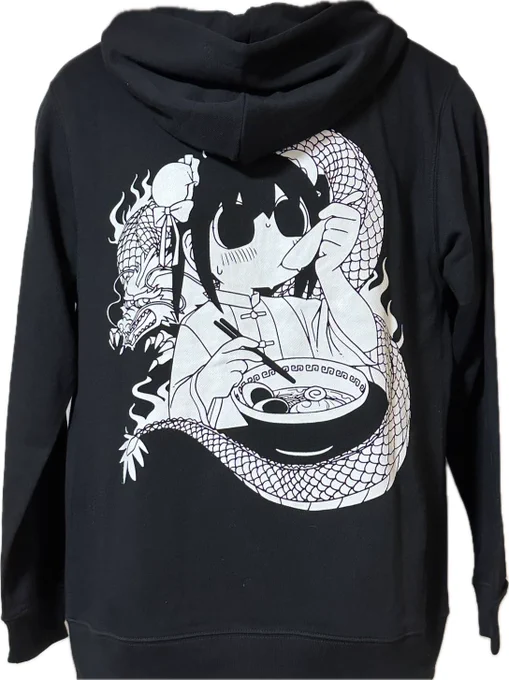 ラーメンパーカー(L、XL)と、こちらのTシャツ(L、XL、3XL)を、少しですが今月末BOOTH(  )にて再販します 