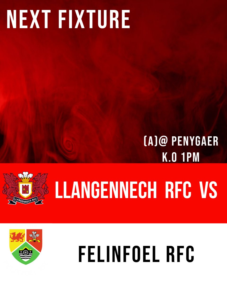 🔴⚫️⚪️ Next Fixture🔴⚫️⚪️

Next up for the boys, we take the short journey to play felinfoel in the league.⚫️🔴⚪️

🆚️@felinfoelrfc Youth
🗓️October 19th
⏰1PM
🏟️Away @ Penygaer

#youthrugbyrising #boisyllan🔴⚫️⚪️