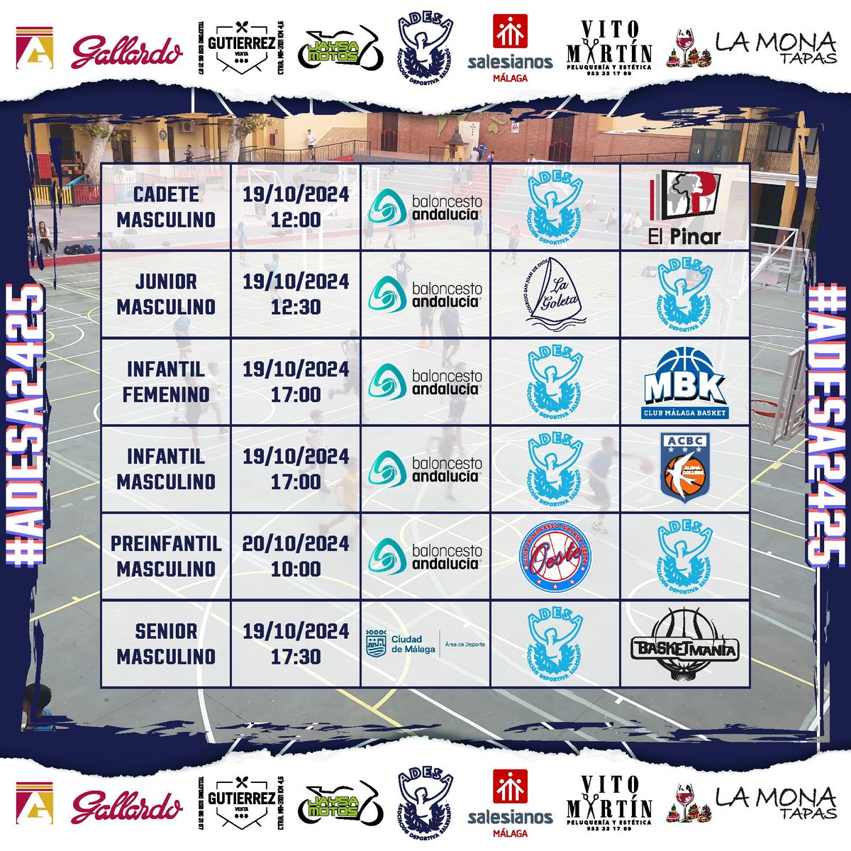 AdesaMalaga's tweet photo. Seis partidos jugarán nuestros equipos durante esta semana, cinco pertenecientes a competiciones de @FAB_Malaga más el debut de nuestro senior en la #LigaLocal de @deportemalaga.

#ForzaAdesa #ADESA2425 #SomosFuturo https://t.co/By8aJEY69X