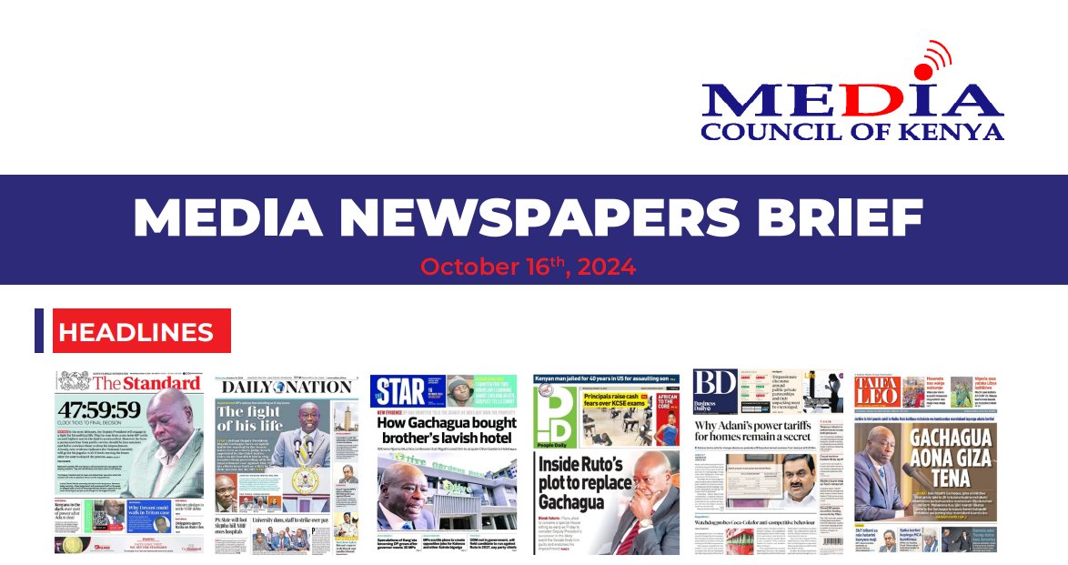 MediaObserverK's tweet photo. The stories on DP impeachment proceedings in the @Senate_KE, & @ODPP_KE withdrawal of #Devani case dominated the headlines. @BD_Africa highlighted transparency issues in Adani’s power tariffs
➡️https://t.co/BcNxSVlPhw
#MediaObserverKE
@MediaCouncilK @CCommissionKE @KETRACO1 https://t.co/Jusq07xA56