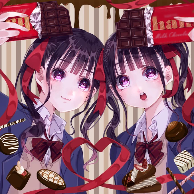 #女の子二人のイラストを貼る見た人もやる#イラスト 