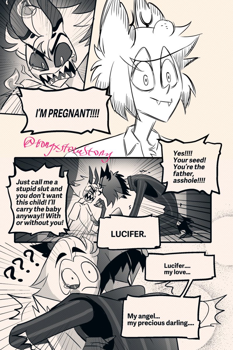 TonyxsteveStony's tweet photo. [Preg Luci week]  
Day 3 / Lactating❣️     
I hope everyone is ok with how Alastor reacts to this...🤭
Al calling Luci "baby" line came from @hornyda17395509🤣

#PregnantLuciferWeek2024 #radioapple
https://t.co/OAUwmE2z4j https://t.co/iFQxebqy8I