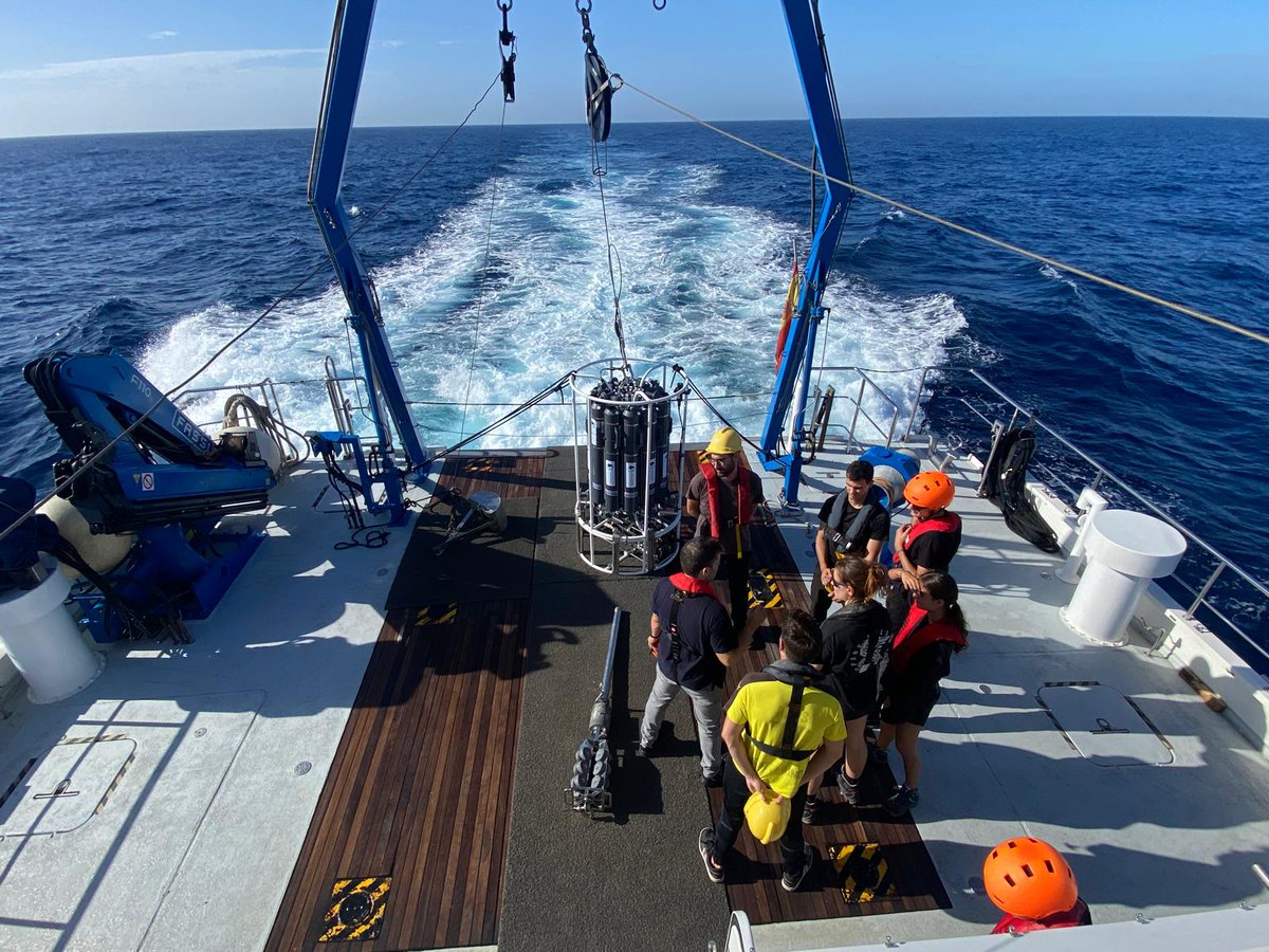 geologiaub's tweet photo. 🌊Comença la campanya GEQUI2024 amb l'alumnat de les assignatures Geologia Marina i Oceanografia Química de 2n del Grau de Ciències del Mar @UniBarcelona, a bord del vaixell SOCIB (@socib_icts), a Palma de Mallorca.

Que tingueu molt bona mar! https://t.co/VXC7xw0L5W