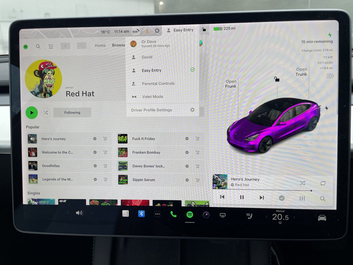 Charging the <a href="/Tesla/">Tesla</a> before I leave for ApeFest Lisbon tomorrow and getting in the mood with some <a href="/RedHat_MAYC/">Red Hat the MC</a> 🔊

(no jokes about the easy entry setting 🙈)