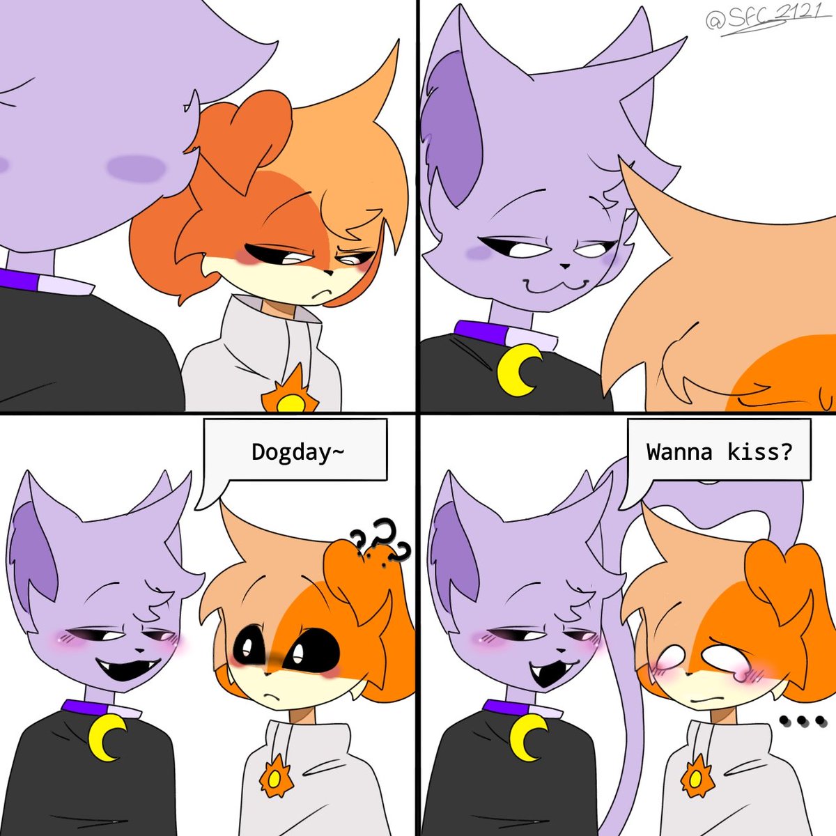 sfc_2121's tweet photo. Kiss? π€ - #minicomic #art #artstyle #Makeforfun #dogday #catnap #ppt #smilingcritters #poppyplaytime https://t.co/9wansA0xel