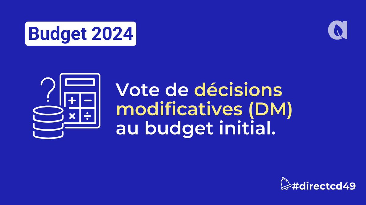 #Directcd49 l 💰Aujourd'hui, les élus du @maine_et_loire votent des « décisions modificatives (DM) » au #Budget2024.

👉ll s'agit d'une façon d'ajuster en cours d'année les prévisions budgétaires de la collectivité, en modifiant ponctuellement le budget initial.