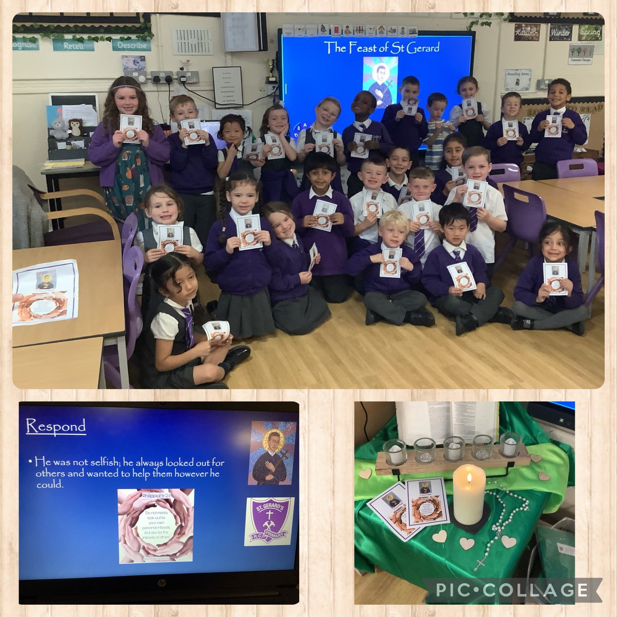 Class 1 have thought about our school saint, St Gerard, on his special feast day 🙏✝️. We have recognised how we can be selfless and help others just as he did 🌟. #StGerardsPrayerandLiturgy #StGerardsRE