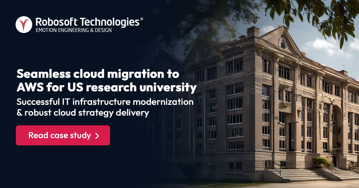 Robosoft's tweet photo. Robosoft successfully migrated a top US university’s web portal to AWS, improving scalability, security, and performance. Explore how cloud modernization can transform your IT: https://t.co/aD1Ykxan5x
#CloudMigration #AWS #Robosoft https://t.co/JlmBzC2Bmi