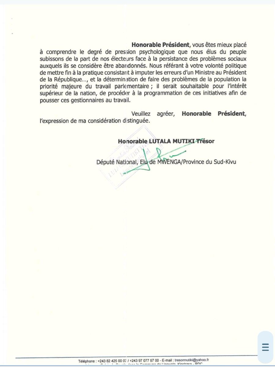simeonisako13's tweet photo. 🔴#RDC! @VitalKamerhe1 bloque le contrôle parlementaire envers certains ministres et
mandataires publics. Le député national #LUTALA MUTIKI Trésor s'en plaint, "Toutes les initiatives semblent être bloquées au niveau du bureau car aucune d'elles n'est programmée jusqu'au jour d'aujourd'hui fondant notre inquiétude du fait que compte tenu de la souffrance de la population, son espoir réside sur nous élus du peuple auprès desquels elle présente quotidiennement ses desideratas pour une canalisation parlementaire appropriée dans le but de trouver la solution"