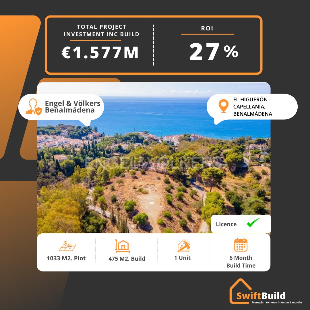 EricSwiftBuild's tweet image. 🏗️ What could a SwiftBuild project look like in El Higuerón?

Plot Price: €379,000
Plot Size: 1033 m2
Build Size: 475 m2
Construction Costs: €1.12 M
Architecture Costs: €78,400

Build Time: &amp;lt;6 months
-- 
Follow me for insights on modular construction and developments in 🇪🇸