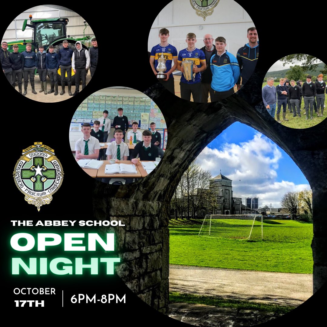 abbeytipp's tweet photo. A reminder that our Open Night takes place tomorrow night from 6-8pm. Tours of the school will begin from 6:10pm and at 7:20pm there will be presentations from students, Deputy Principal and Principal. We hope you can come and join us! #abbeyschool #abbeyschooltipperary https://t.co/C70VL1qdu3