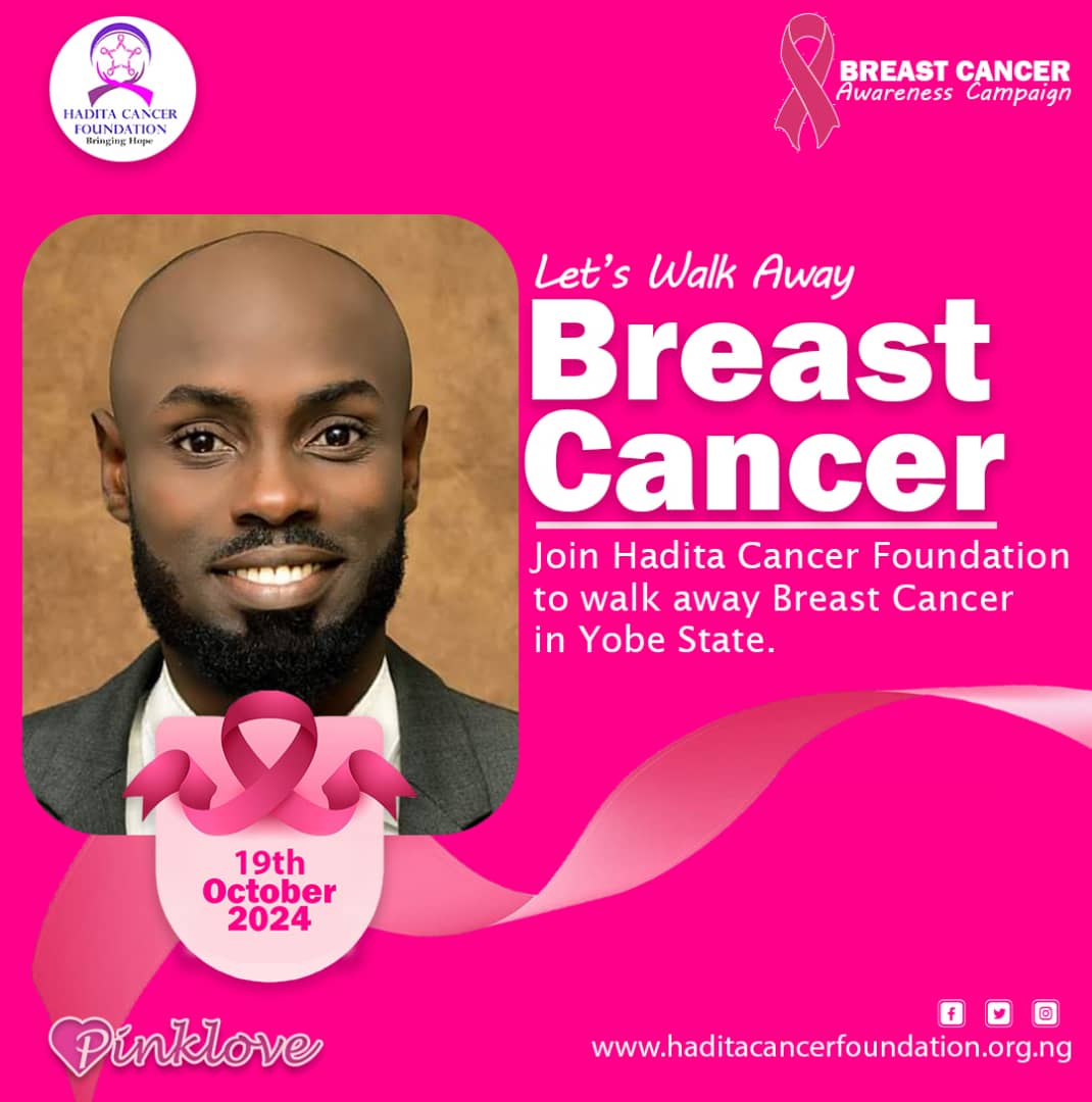 PrinceN_Sigbara's tweet photo. Join us on 19th October, 2024 in Damaturu, Yobe State Nigeria. Let's Walk Away Breast Cancer https://t.co/kwkt5I0kOU