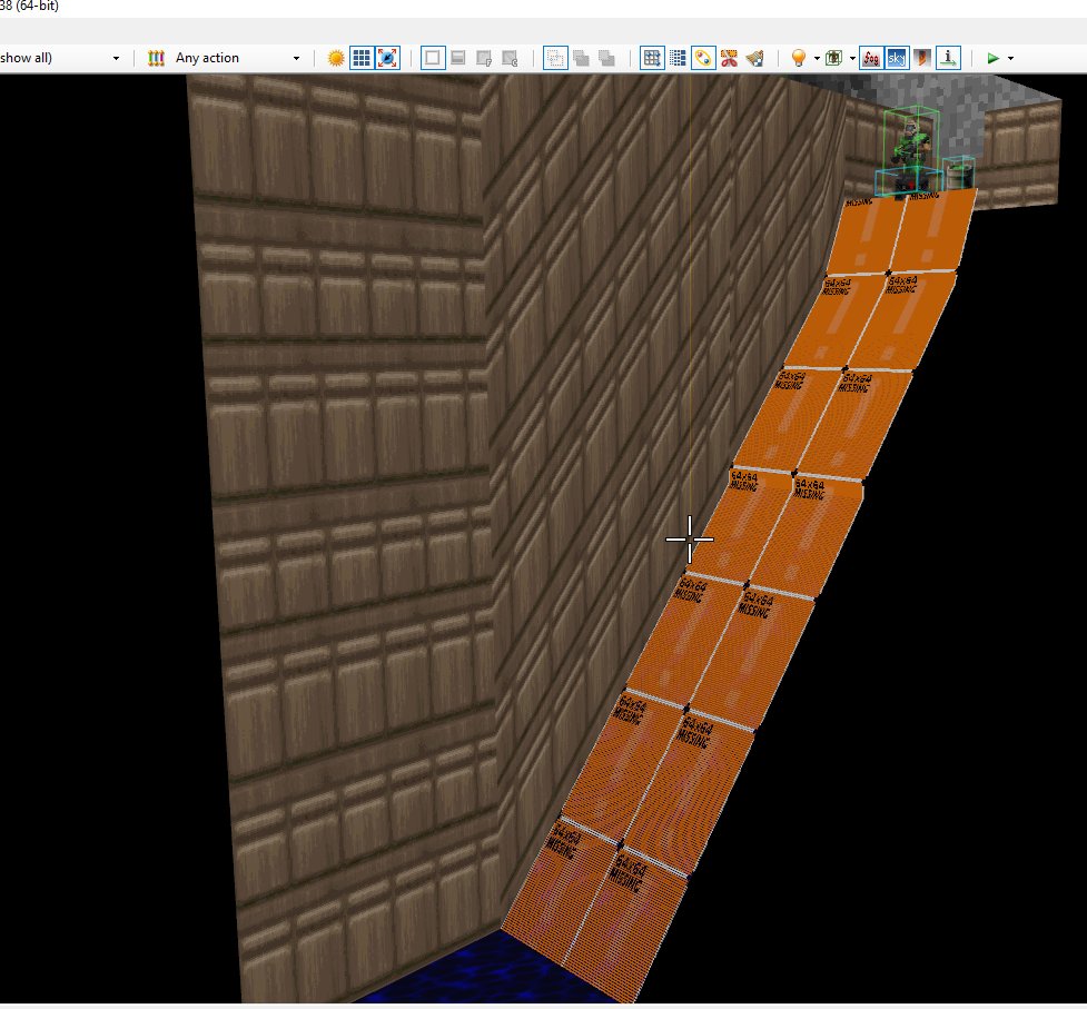 An explosive barrel pushes Doomguy down the slope, where each tiny step triggers another action.

'High tech' voodoo doll closet in map set 'Portraits of Doom'.

#Doom #Doom2 #PortraitsOfDoom