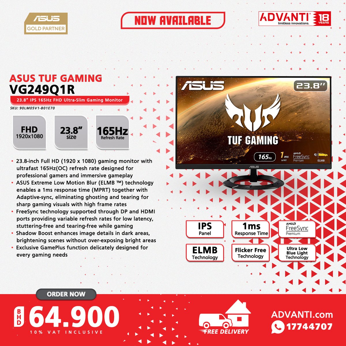 ADVANTIGroup's tweet photo. ◀Swipe Left for more!
🔽NOW AVAILABLE!🔽

🔴ASUS Gaming Monitors!🔴

📦 FREE DELIVERY! 🚚
▶10% VAT Inclusive

#ADVANTI #Asus #Gaming #Monitors #TechDeals #Bahrain #Manama #Saar https://t.co/1l8dvICFID