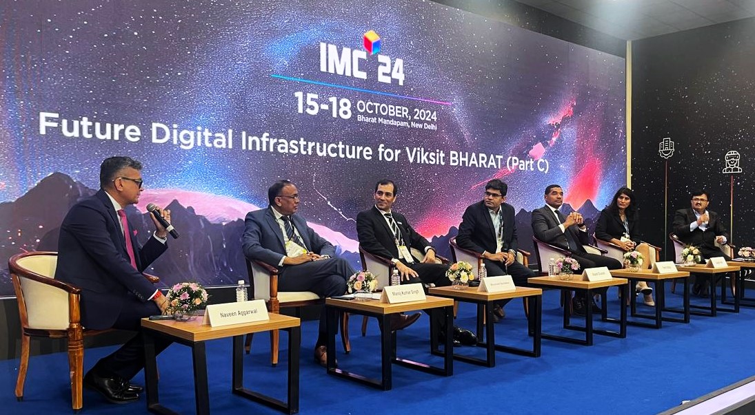 KPMGIndia's tweet photo. #ViksitBharat will be built on the pillars of visionary #digitalinfrastructure—where technology drives not just progress, but transformation. India, with an ecosystem of innovation, collaboration and inclusivity, stands at the threshold of unprecedented potential, with digital infrastructure as the engine driving our success: Naveen Aggarwal, @KPMGIndia moderating a panel on 'Future digital infrastructure for Viksit BHARAT' at @exploreIMC.

#IMC2024 #TheFutureIsNow #TechRevolution #IndiaMobileCongress