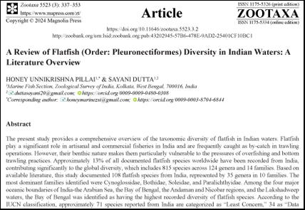 Zootaxa's tweet photo. A Review of Flatfish (Order: #Pleuronectiformes) Diversity in Indian Waters: A Literature Overview 
https://t.co/oOjWIy0UoY 
#Taxonomy https://t.co/RJggyg1hjS