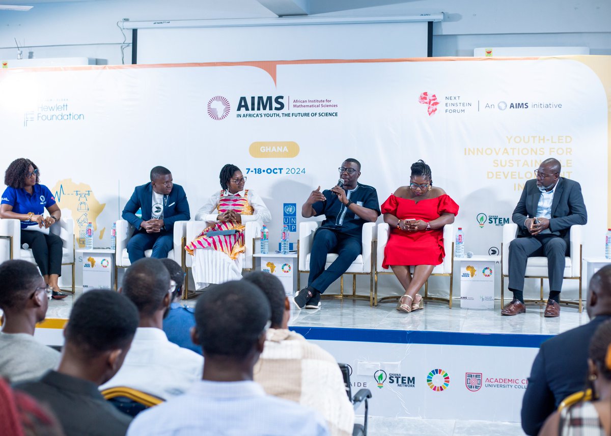 African Institute for Mathematical Sciences, Ghana (@aimsghana) on Twitter photo A week ago!🎉
Excerpts from #Day1 of <a href="/NextEinsteinFor/">Next Einstein Forum</a> #Africa SDGs Week launch, featuring inspiring #keynotes & a panel discussion on youth-led innovations from across #Ghana! Civil society, academia & private sector stakeholders were all brought on board!
#STEM #AfricaSDGsWeek! A week ago!🎉
Excerpts from #Day1 of <a href="/NextEinsteinFor/">Next Einstein Forum</a> #Africa SDGs Week launch, featuring inspiring #keynotes & a panel discussion on youth-led innovations from across #Ghana! Civil society, academia & private sector stakeholders were all brought on board!
#STEM #AfricaSDGsWeek!