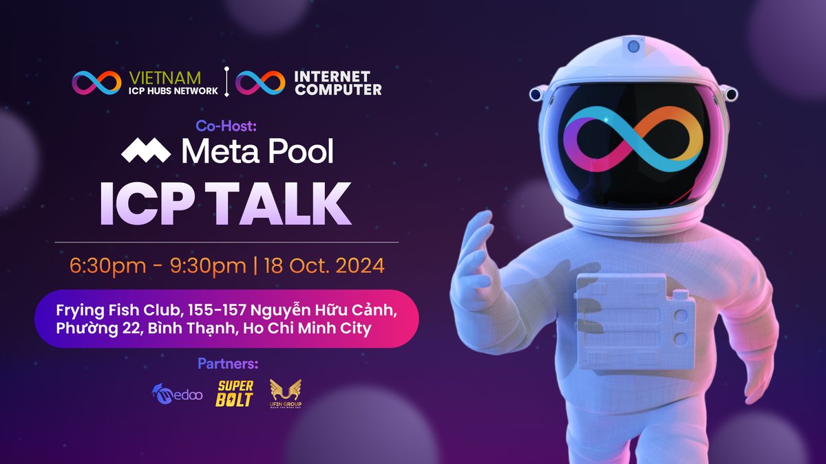Unidrop_ai's tweet photo. 🚀 Unidrop is excited to participate in the ICP HUB Vietnam x Meta Pool Networking Event!!

📅 Date: October 18th
🕕 Time: 6:30 PM - 9:30 PM
📍 Location: Frying Fish Club, 155-157 Nguyen Huu Canh, Binh Thach, HCM

See you there! 

#ICPEvent #Unidrop #Web3 #BlockchainNetworking https://t.co/NjuLtLPISb