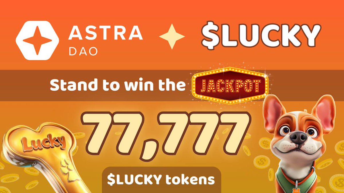 Astra DAO x Lucky Dog KYC Jackpot!

Complete your KYC on Astra DAO's Launchpad and be among 7 community members to receive a massive 77,777 $LUCKY Reward each! 💰

That's right, <a href="/getlucky_dog/">Lucky Dog</a>  is bringing his luck and generosity to the Astra DAO Community! 🐶💖👨‍🚀