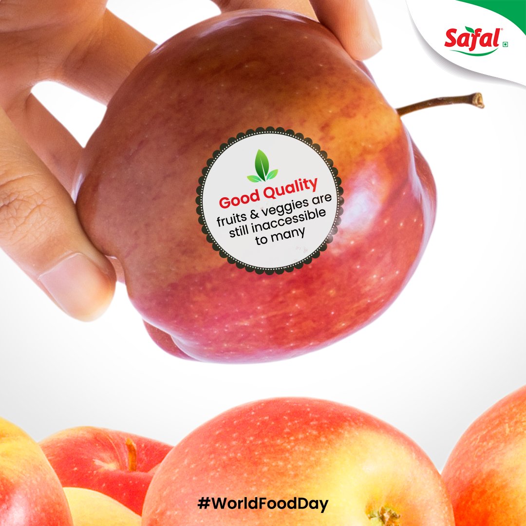 Quality matters. While we enjoy the luxury of choice, billions around the world are trapped in a cycle of food insecurity. Let's ensure nutritious food for all.

#WorldFoodDay #SafalFresh