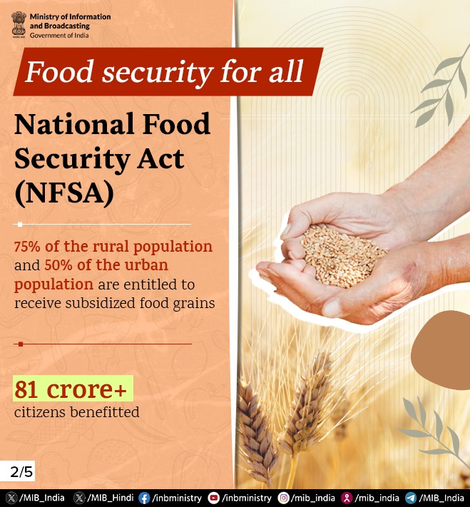 MIB_India's tweet photo. To ensure food security for every citizen, the Government runs multiple initiatives aimed at making nutritious food available and affordable for all. On this #WorldFoodDay, let's celebrate the efforts towards a hunger-free nation.
#FoodSecurityToAll #WorldFoodDay2024
@iChiragPaswan