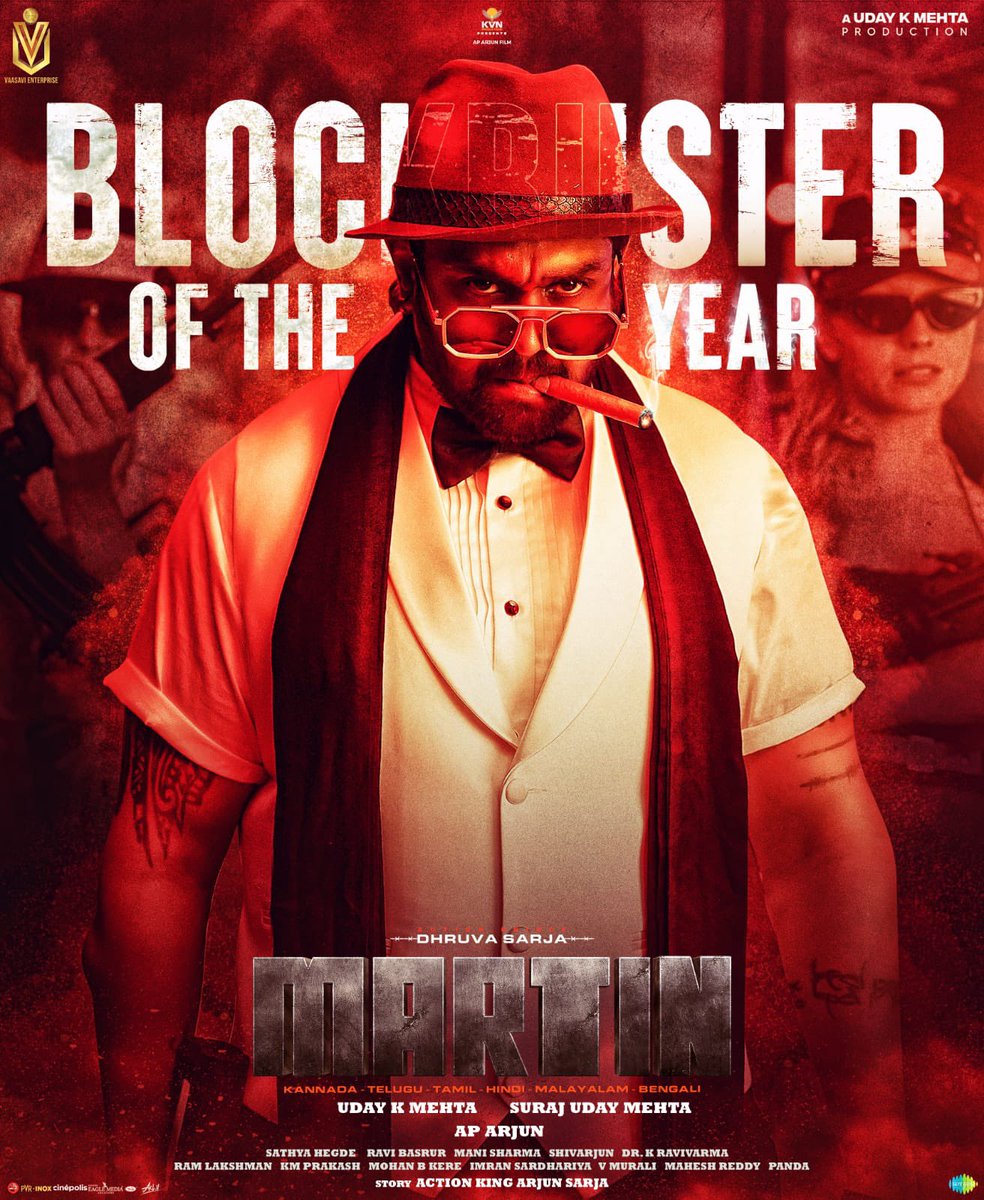cinemapayyan's tweet photo. Actor @DhruvaSarja’s #Martin is dominating the box office with a massive blockbuster performance!
#DhruvaSarja #BlockbusterMartin https://t.co/lI2tP51Fhq