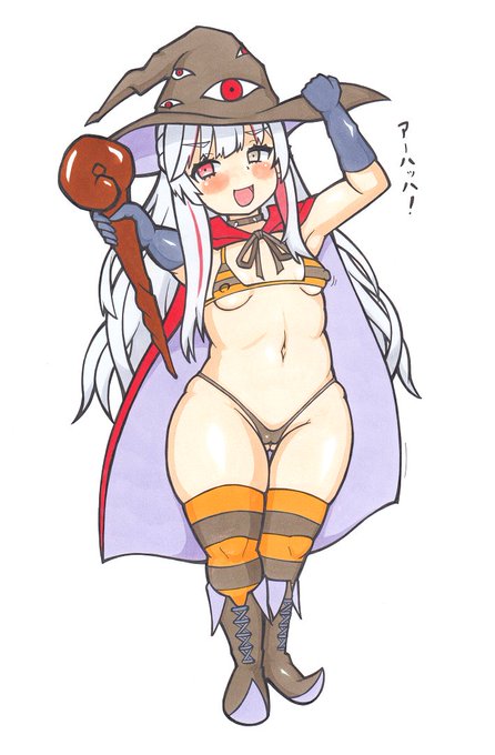 isgmnzmさんのエッチ絵です、ハロウィン風4人目
悪魔だとまんまになるので魔界()出身から魔女イメージを
・・・ 