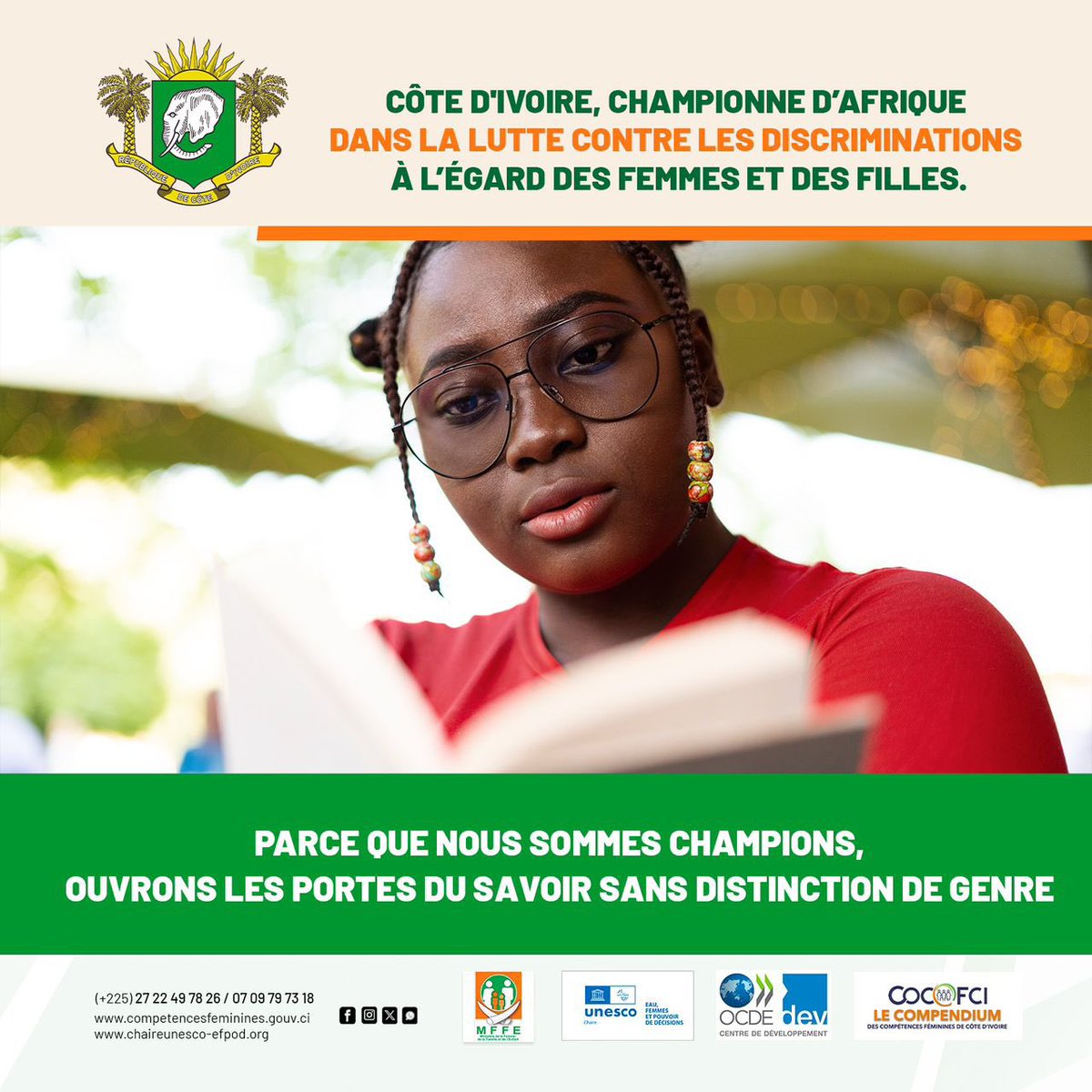 cocof_ci's tweet photo. 📚 L’éducation est la clé du progrès.

Ensemble, ouvrons davantage les portes du savoir à tous et à toutes, sans distinction de genre. 🎓🌟

#sigi #DiscriminationsZero #SIGI2023 #EgalitéDesChances https://t.co/VmwuPk88SY