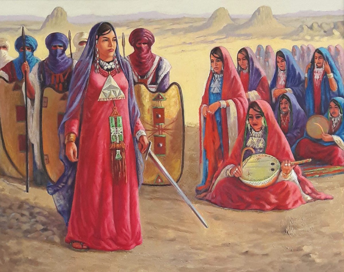 wana_visualss's tweet photo. Portrait of the Tuareg queen Tinhinan who lived in the 4th century in southern Algeria 🇩🇿 https://t.co/ZhZXLHMVCa