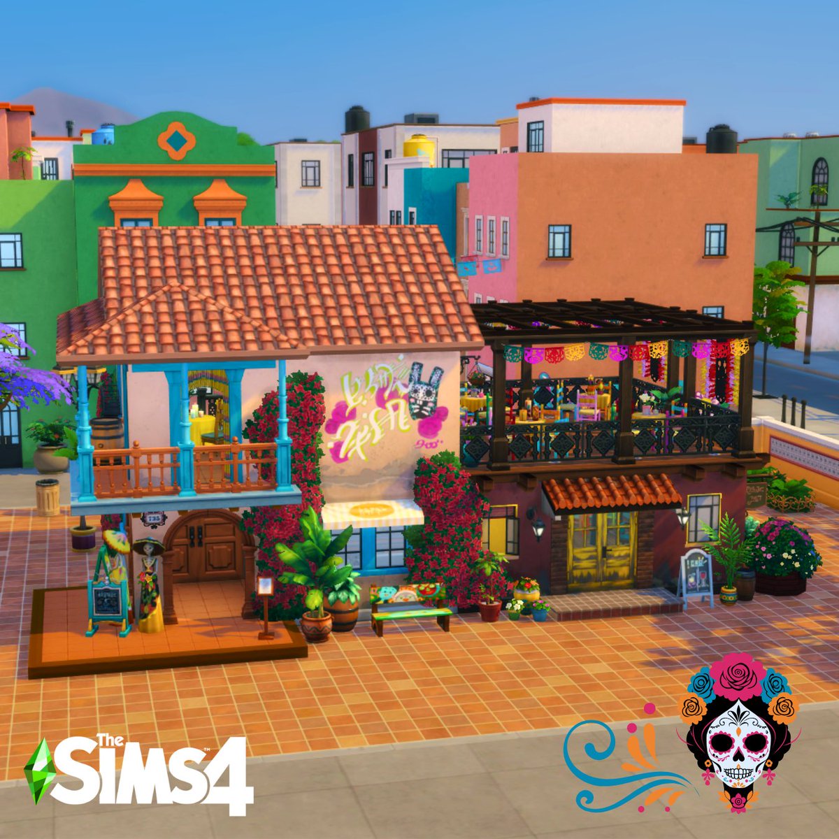Ninnster00's tweet photo. Where the living reunites with the dead 💐💀

You can find 'Taberna de los Muertos' under my GalleryID: Ninnster

Thank you @Lady_Anette_ttv for the idea!

#Ad #EAPartner #thesims4 #sims #sims4 #showusyourbuilds https://t.co/D4ossQweFt
