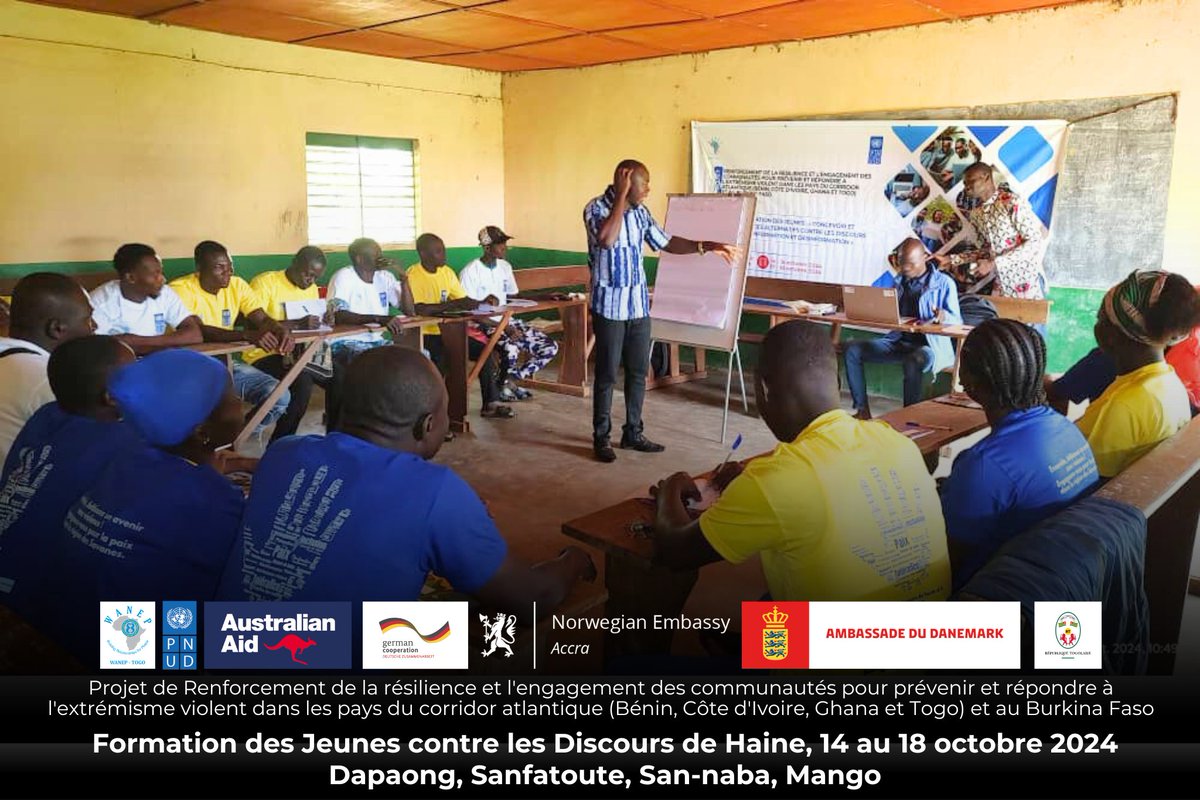 WanepTogo's tweet photo. Formation des Jeunes contre les Discours de Haine : WANEP-Togo et le PNUD-Togo contribuent à la cohésion sociale dans les Savanes
WANEP-Togo, en partenariat avec...
Lire plus👇👇👇
https://t.co/j0QRez6Afg
@PnudTogo @UN_Togo @UN #CorePartners 🇩🇪🇨🇰🇮🇸🇩🇰 https://t.co/as33hPHIhy
