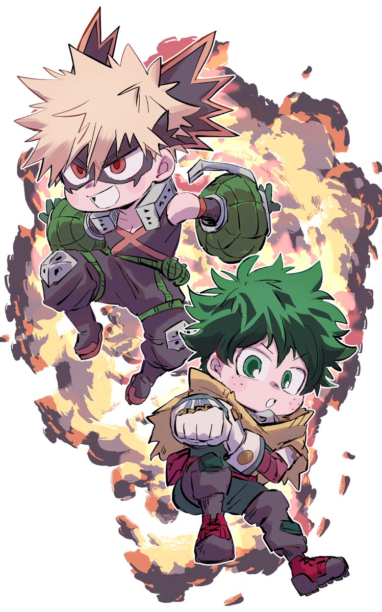 爆豪勝己 ,緑谷出久 「ちまい出勝」|ビビりのイラスト
