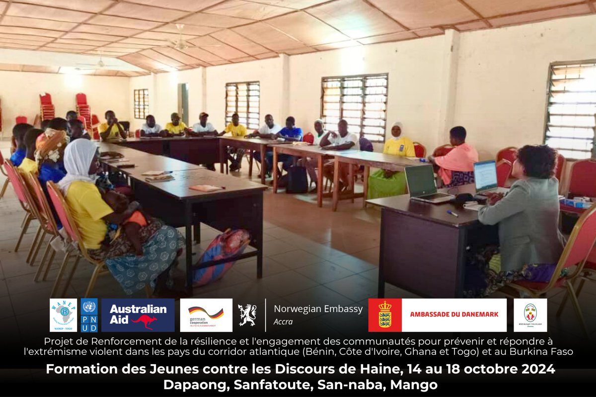 WanepTogo's tweet photo. Formation des Jeunes contre les Discours de Haine : WANEP-Togo et le PNUD-Togo contribuent à la cohésion sociale dans les Savanes
WANEP-Togo, en partenariat avec...
Lire plus👇👇👇
https://t.co/j0QRez6Afg
@PnudTogo @UN_Togo @UN #CorePartners 🇩🇪🇨🇰🇮🇸🇩🇰 https://t.co/as33hPHIhy