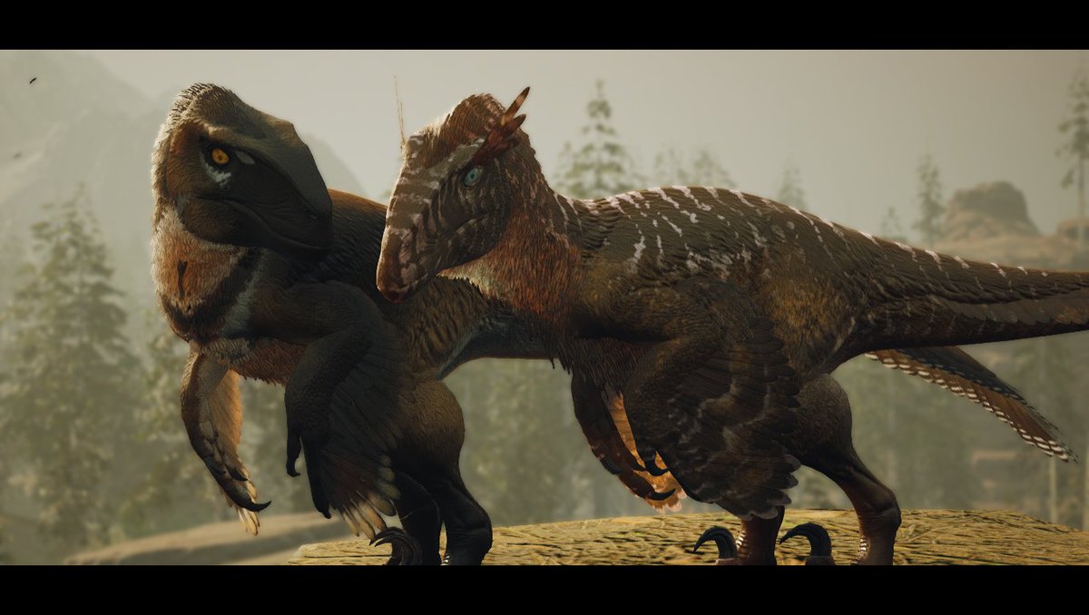 duckiidex's tweet photo. some path of titans realism screenshots, taken on PT: Realism, featuring my utah Strawberry Crust, het mate Wheatgrass, and one of their children Buckwheat

#pathoftitans #dinosaur #gamescreenshot #utahraptor https://t.co/htNeYww9nU