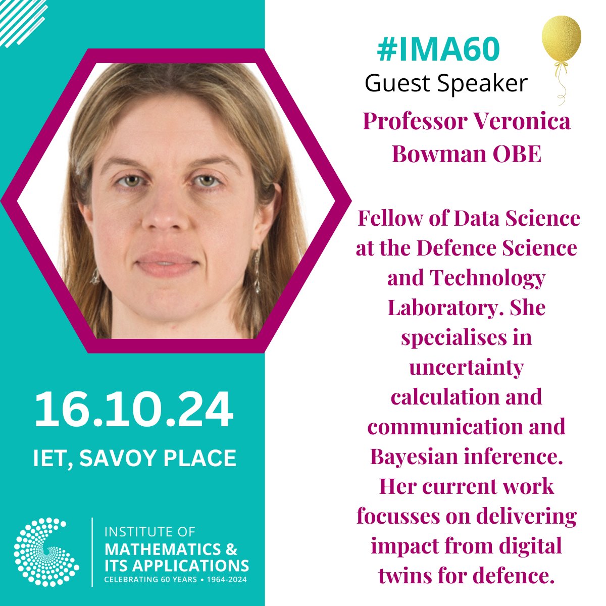 IMAmaths's tweet photo. Professor Veronica Bowman OBE Cmath Fima delivered an impassioned insight on the Impact of Mathematics in Industry and Society. #IMA60 https://t.co/zCdPbCN9Hp