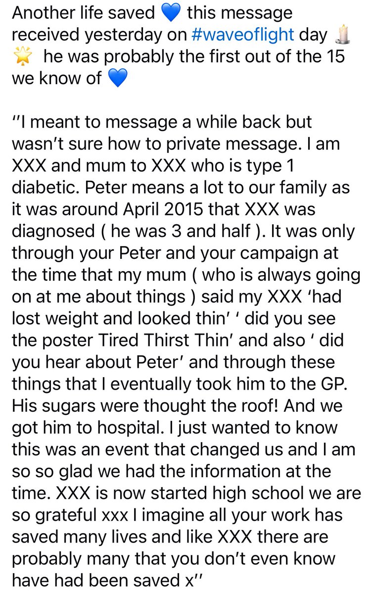Beth_Baldwin's tweet photo. That’s 15 lives saved we know about in 9 years #PeterPower 💙🌟🕯️
Learn the signs
4Ts of #Type1Diabetes
They are:
🚽 Toilet (needing a wee more)
💦 Thirsty
😴 Tired
⬇️ Thinner
@DiabetesUKCymru @DiabetesUK @sanofi https://t.co/YRo39VMEz2