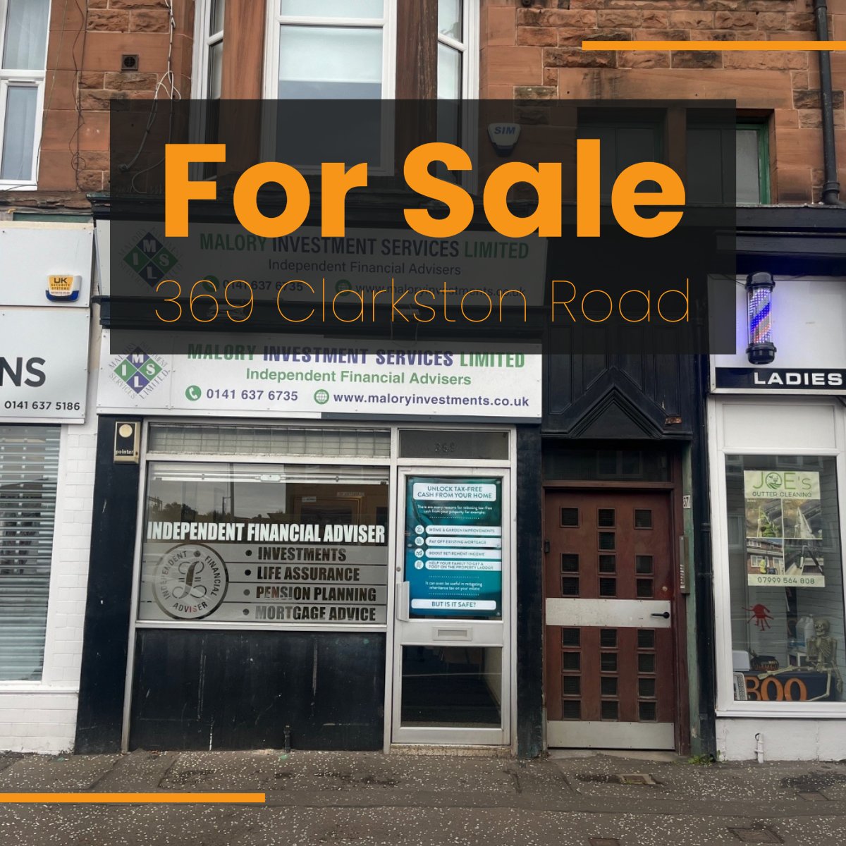 For Sale-Prime location on south eastern side of Clarkston Rd. Set over ground floor only within traditional 4 storey tenement building. Contact Douglas Hogg (07770 926 996/douglas.hogg@hsaretail.com) or visit our website. 
#retailproperty #commercialproperty #glasgowbusiness