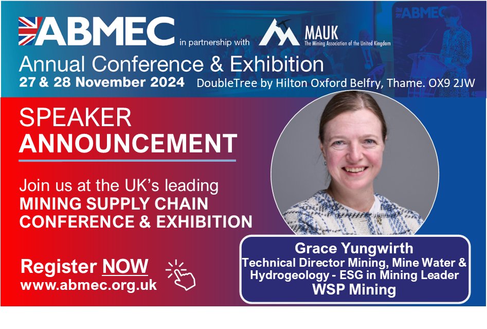 ABMEC UK (@abmecuk) on Twitter photo Grace Yungwirth, of <a href="/wsp/">WSP</a> will take to the stage at this year's <a href="/AbmecUK/">ABMEC UK</a> Annual Conference & Exhibition on 27 & 28 November 2024 in Oxford, this year in association with <a href="/Themauk_1/">MAUK - The Mining Association of the UK</a> - The Mining Association of the UK.
Get your delegate pass here bit.ly/3YsB88U #mining Grace Yungwirth, of <a href="/wsp/">WSP</a> will take to the stage at this year's <a href="/AbmecUK/">ABMEC UK</a> Annual Conference & Exhibition on 27 & 28 November 2024 in Oxford, this year in association with <a href="/Themauk_1/">MAUK - The Mining Association of the UK</a> - The Mining Association of the UK.
Get your delegate pass here bit.ly/3YsB88U #mining