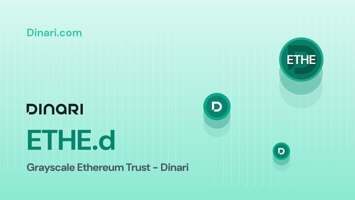 DinariGlobal's tweet photo. #dShare Deep Dives: Grayscale Ethereum Trust / $ETHE.d 💻💰
Let’s dive into the Grayscale Ethereum Trust, the leading way for investors to gain exposure to Ethereum, the second-largest cryptocurrency by market cap and the backbone of DeFi 🧵 https://t.co/zcreahCVHH