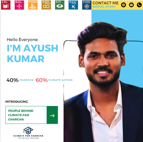 climate_cosmos's tweet photo. Introducing People Behind CPC
Ayush K. Chaudhary, 18, climate activist and AI enthusiast from Lucknow. With 2.5+ years of experience, he led sustainability drives at Swapna Foundation, inspiring change. Passionate about merging tech with climate action! https://t.co/I7YG4n2K6Y
