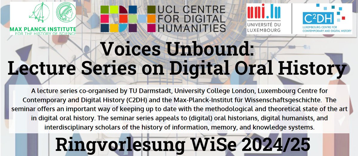 UCLDH's tweet image. Anthracite Oral Histories and Text Mining
21 Oct 1:25 pm–2:45pm
We are pleased to welcome Dr Paul Shackel and Dr Madeline Brown (U of Maryland) for this &apos;Voices Unbound?&apos; seminar.
ucl.ac.uk/institute-of-a…